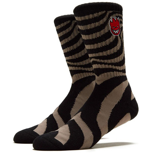 Spitfire Bighead Fill Embroidered Swirl Socks Black - Tan-Black Sheep Skate Shop