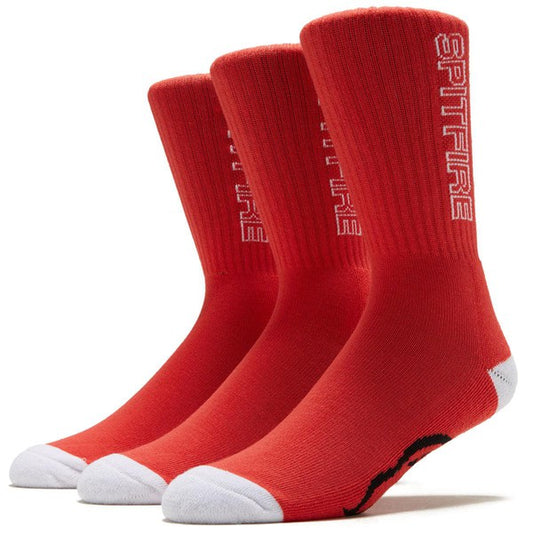 Spitfire Classic 87' Crew Socks 3-Pack Red - White - Black-Black Sheep Skate Shop