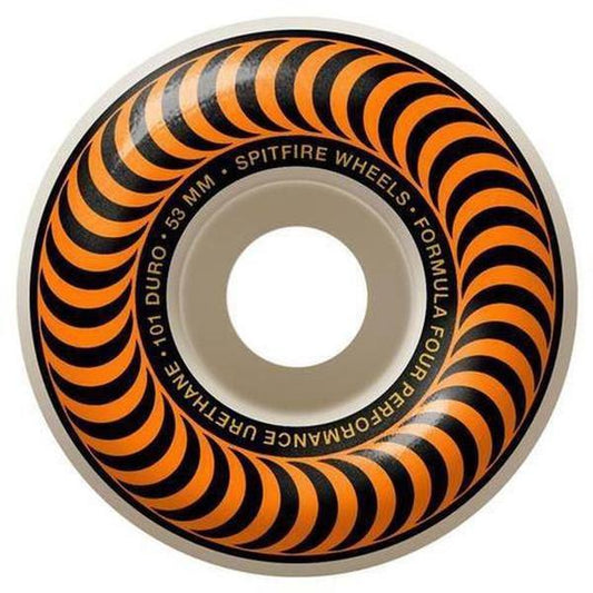 Spitfire Wheels Formula Four 101D Classics 53mm White - Orange Print-Black Sheep Skate Shop