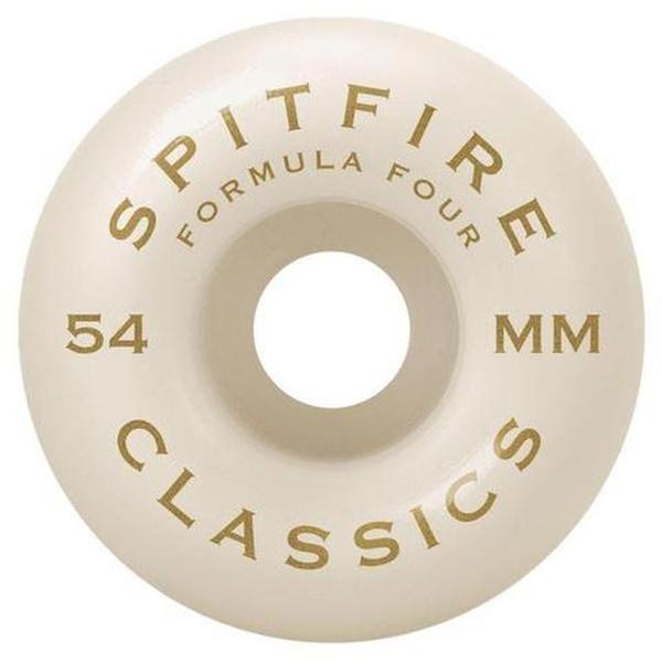 Spitfire Wheels Formula Four 101D Classics 54mm White - Silver Print-Black Sheep Skate Shop