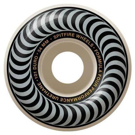 Spitfire Wheels Formula Four 101D Classics 54mm White - Silver Print-Black Sheep Skate Shop