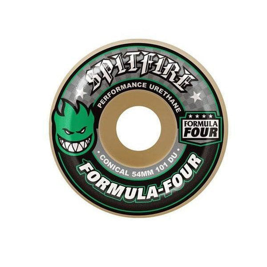 Spitfire Wheels Formula Four 101D Conical 54mm White - Green Print-Black Sheep Skate Shop