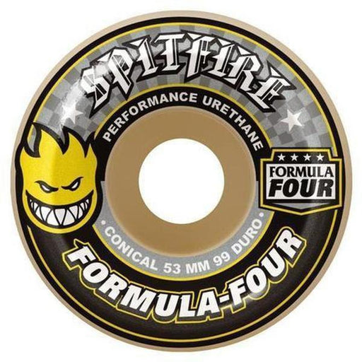 Spitfire Wheels Formula Four 99d Conical Yellow Print White-Black Sheep Skate Shop