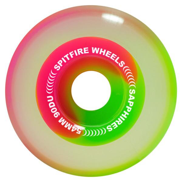 Spitfire Wheels Sapphires 90du 54mm Clear - Neon Pink - Green-Black Sheep Skate Shop