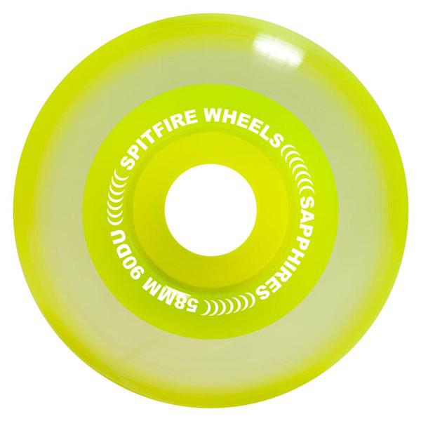 Spitfire Wheels Sapphires 90du 58mm Clear - Neon Yellow-Black Sheep Skate Shop