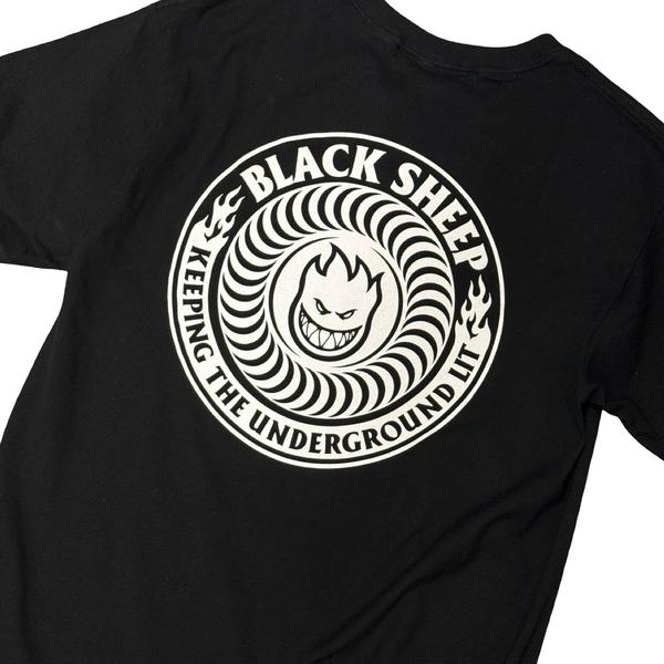 Spitfire Wheels x Black Sheep Keeping The Underground Lit T-Shirt Black-Black Sheep Skate Shop