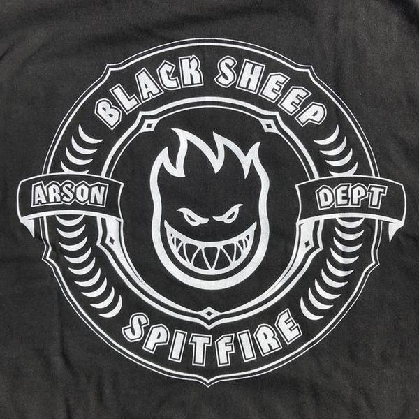Spitfire x Black Sheep Arson Department Short Sleeve Tee Black-Black Sheep Skate Shop