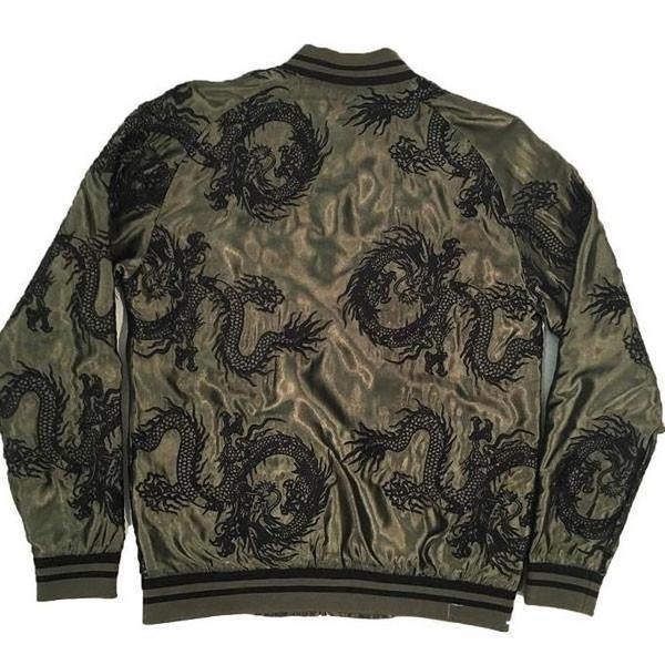 Standard Issue All Over Dragon Souvenir Jacket Olive - Black-Black Sheep Skate Shop