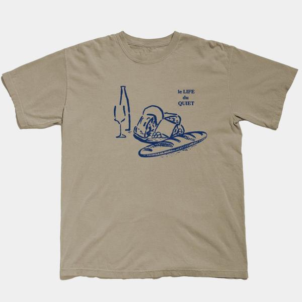 The Quiet Life Wine & Cheese Tee Pigment Dyed Khaki-Black Sheep Skate Shop