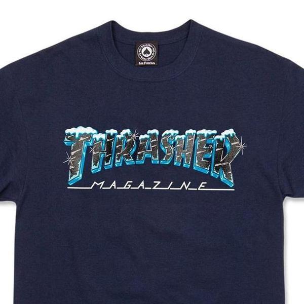 Thrasher Black Ice Tee Navy Blue-Black Sheep Skate Shop