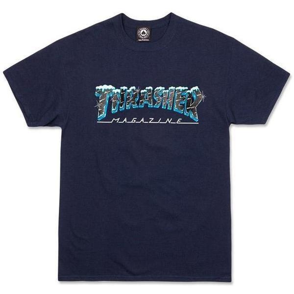 Thrasher Black Ice Tee Navy Blue-Black Sheep Skate Shop