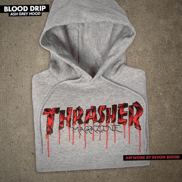 Thrasher Blood Drip Hoodie Ash Grey-Black Sheep Skate Shop