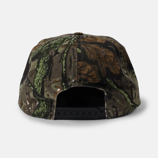 Thrasher Distressed Embroidered Flame Logo Snapback Hat Camo-Black Sheep Skate Shop
