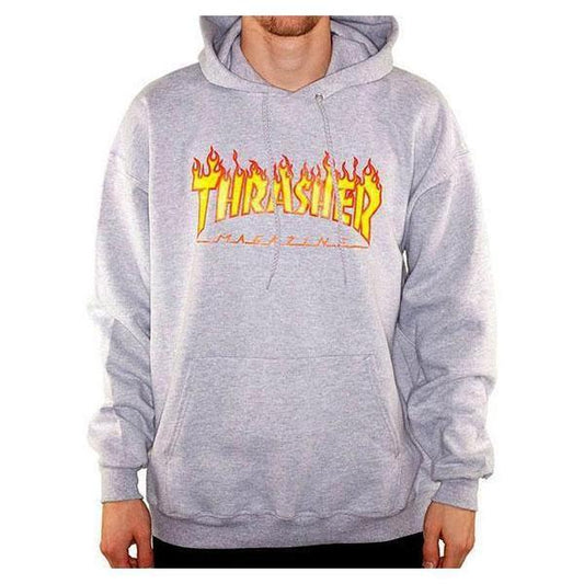 Thrasher Flame Logo Hoody Grey-Black Sheep Skate Shop