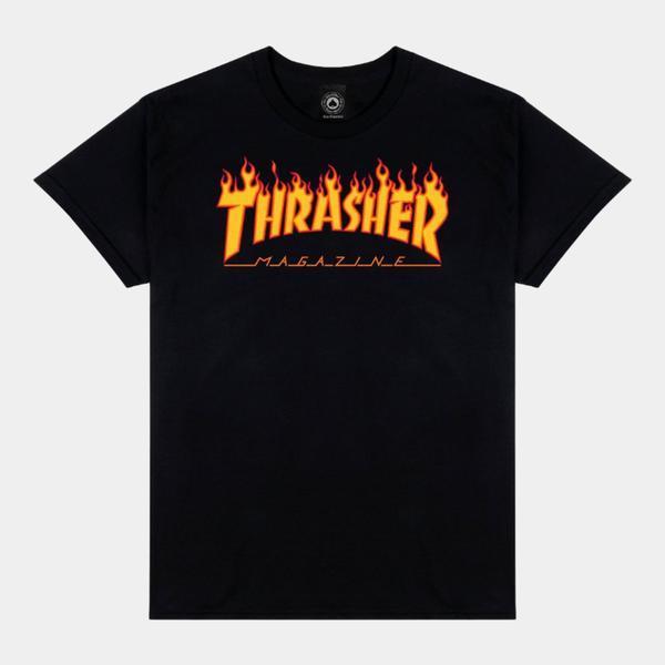 Thrasher Flame Logo T-Shirt Black-Black Sheep Skate Shop