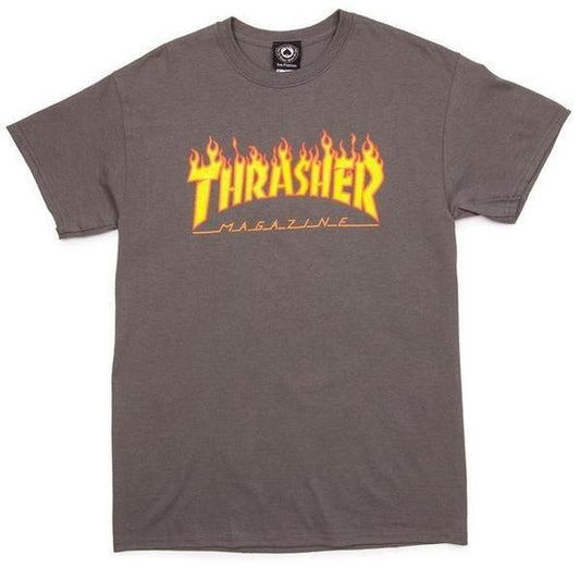 Thrasher Flame Logo T-Shirt Charcoal Grey-Black Sheep Skate Shop
