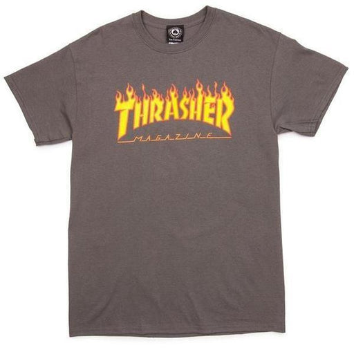 Thrasher Flame Logo T-Shirt Charcoal Grey-Black Sheep Skate Shop