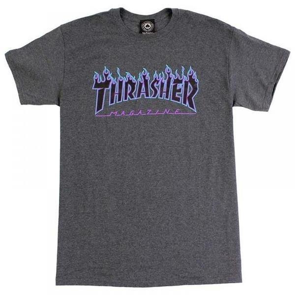 Thrasher Flame Logo T-Shirt Dark Heather Grey-Black Sheep Skate Shop