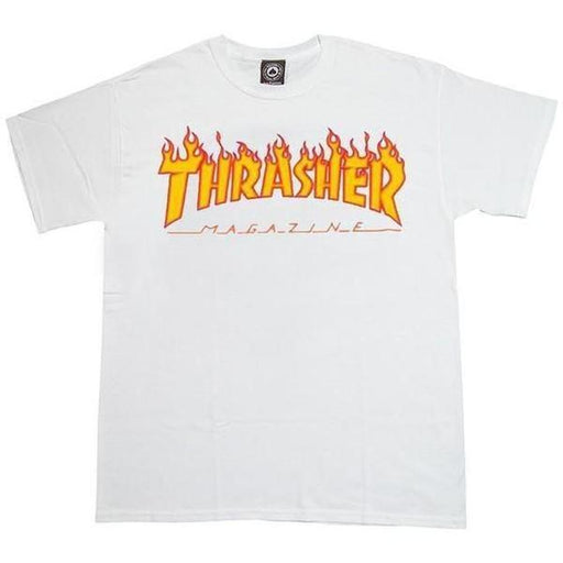 Thrasher Flame Logo T-Shirt White-Black Sheep Skate Shop
