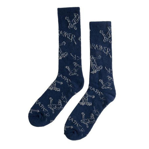 Thrasher Gonz Logo Crew Socks Navy - Grey-Black Sheep Skate Shop