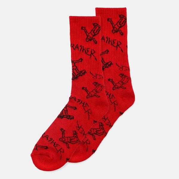 Thrasher Gonz Logo Crew Socks Red - Black-Black Sheep Skate Shop