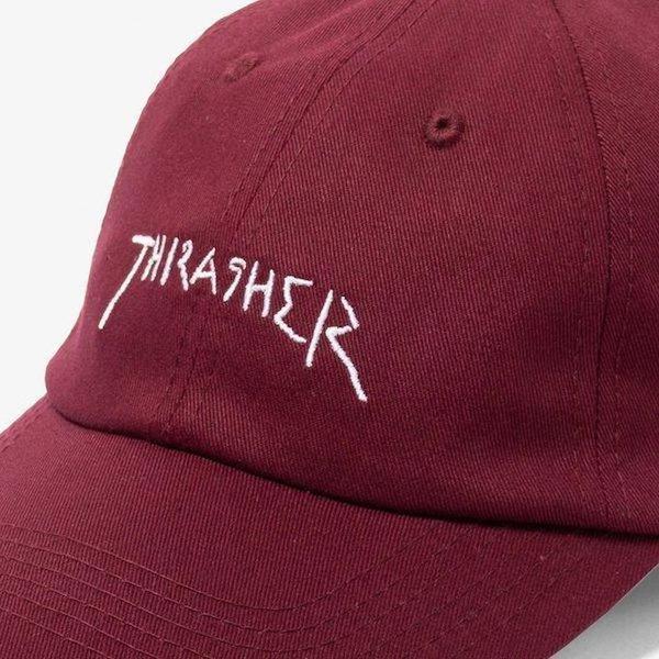 Thrasher Mag Religion Old Timer Strapback Hat Maroon-Black Sheep Skate Shop