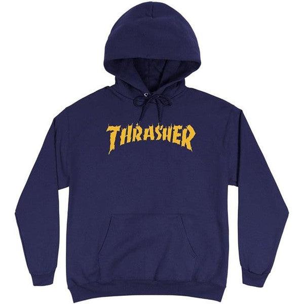 Thrasher Magazine Burn It Down Pullover Hoody Navy Blue Black Sheep Skate Shop