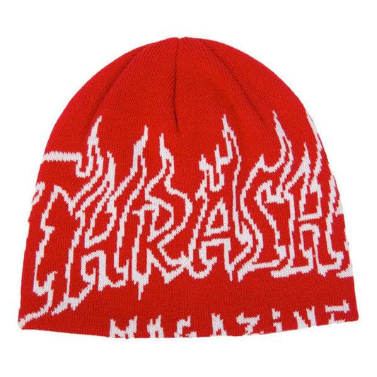 Thrasher Magazine Fire Outline Skully Beanie Red - White-Black Sheep Skate Shop