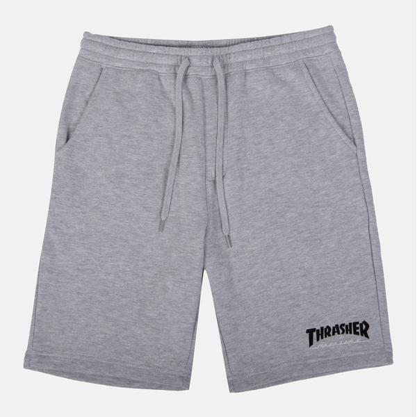 Thrasher Magazine Mag Logo P.E. Sweat Shorts Heather Grey – Black