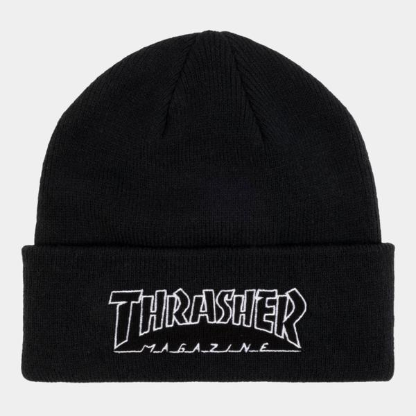 Thrasher Magazine Outlined Logo Beanie Black-Black Sheep Skate Shop