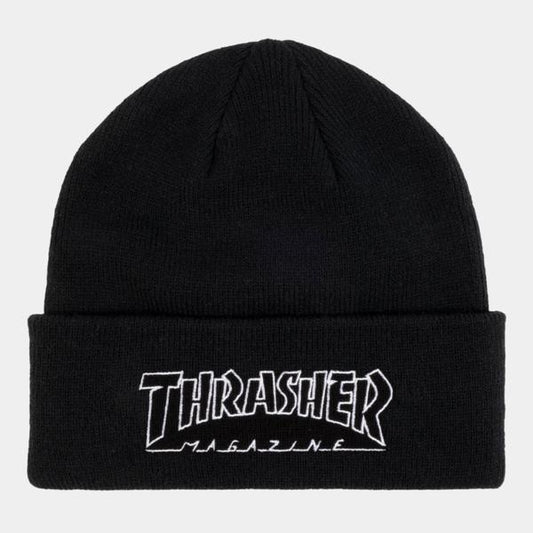 Thrasher Magazine Outlined Logo Beanie Black-Black Sheep Skate Shop