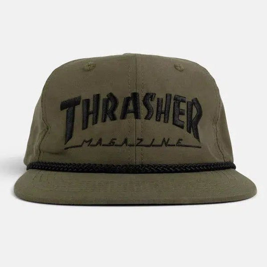 Thrasher Magazine Rope Snapback Hat Olive - Black-Black Sheep Skate Shop