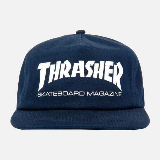 Thrasher Magazine Skate Mag Logo Snapback Hat Navy - White-Black Sheep Skate Shop