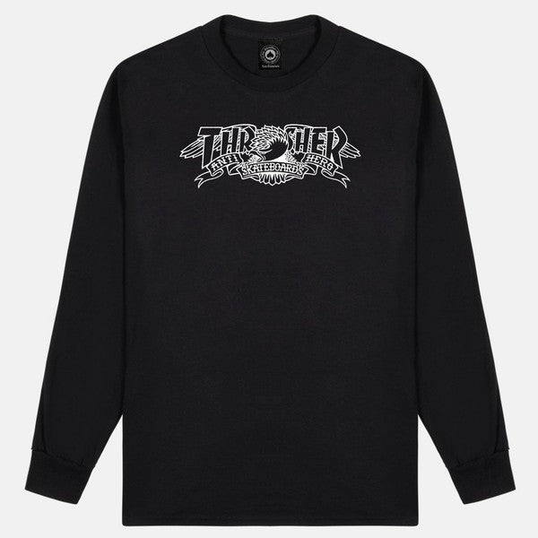 Thrasher Magazine x Antihero Skateboards Long Sleeve Mag Banner T-Shirt Black-Black Sheep Skate Shop