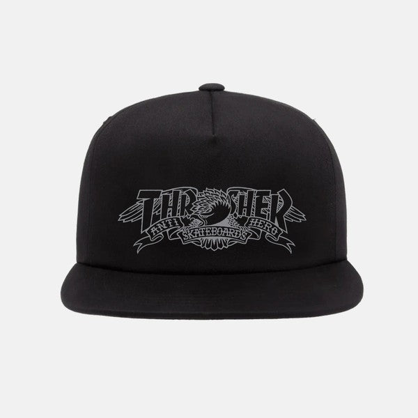 Thrasher Magazine x Antihero Skateboards Mag Banner Snapback Hat Black-Black Sheep Skate Shop