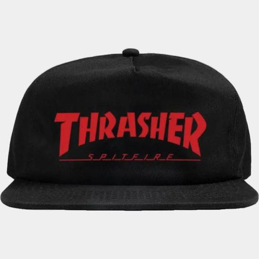 Thrasher Magazine x Spitfire Wheels Skate Mag Logo Snapback Hat Black - Red-Black Sheep Skate Shop