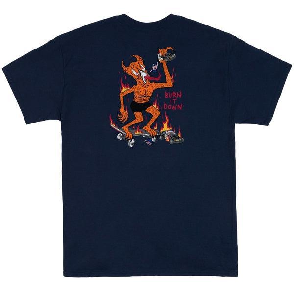 Thrasher Neckface Burn It Down T-Shirt Navy Blue-Black Sheep Skate Shop