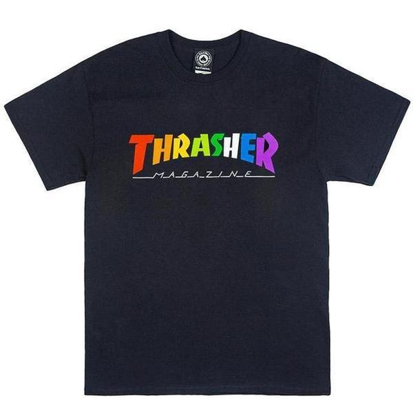 Thrasher Rainbow Mag Logo Tee Black-Black Sheep Skate Shop