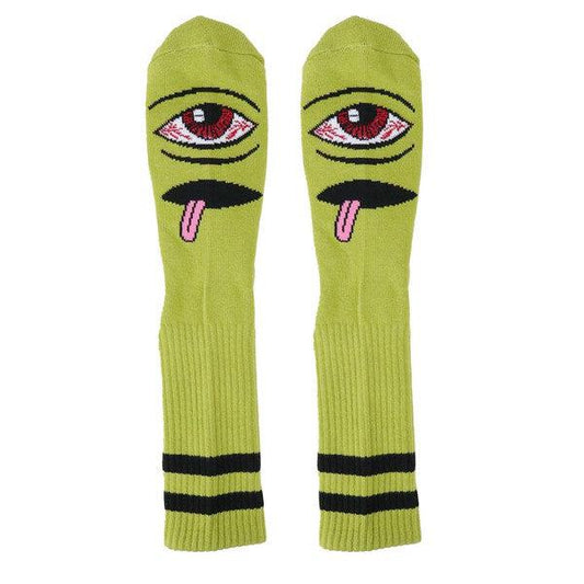 Toy Machine Bloodshot Eye Crew Sock Lime Green-Black Sheep Skate Shop