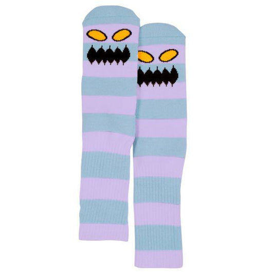 Toy Machine Monster Big Stripe Crew Sock Lavender - Blue-Black Sheep Skate Shop