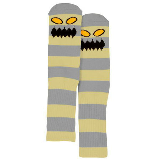 Toy Machine Monster Big Stripe Crew Sock Yellow - Grey-Black Sheep Skate Shop