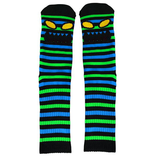 Toy Machine Monster Face Mini Stripes Crew Socks Green-Black Sheep Skate Shop