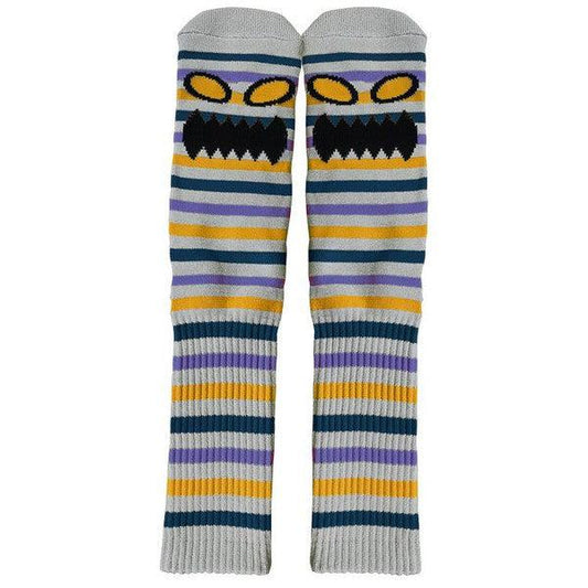 Toy Machine Monster Face Mini Stripes Crew Socks Grey-Black Sheep Skate Shop