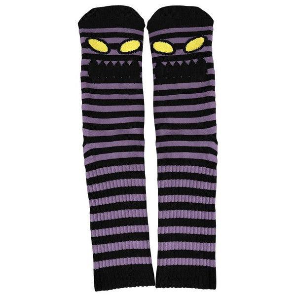 Toy Machine Monster Face Mini Stripes Crew Socks Purple-Black Sheep Skate Shop