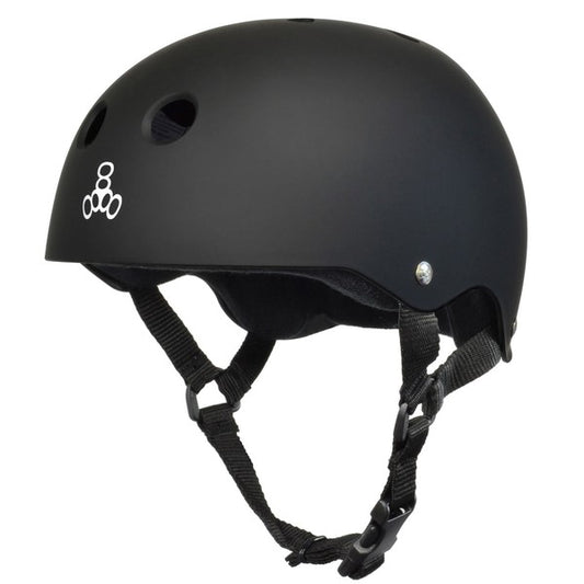 Triple Eight T8 Sweatsaver Helmet Matte Black Rubber- White-Black Sheep Skate Shop