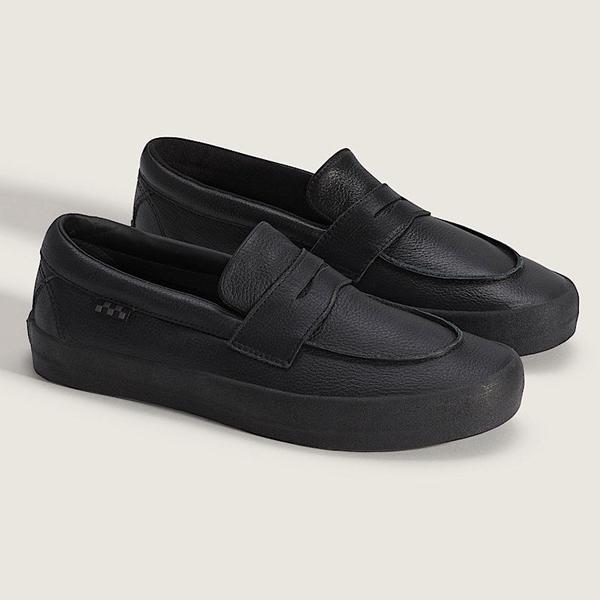 Vans Skate Loafer Shoe Leather Black - Black-Black Sheep Skate Shop