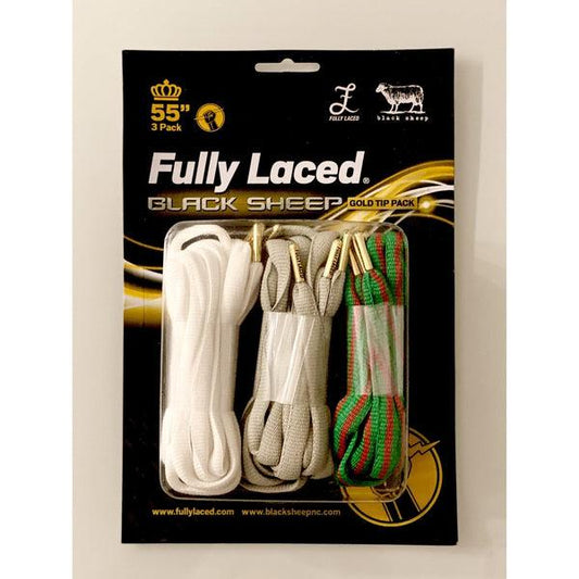 Black Sheep x Fully Laced "Gold Tip" Laces 3-Pack-Black Sheep Skate Shop