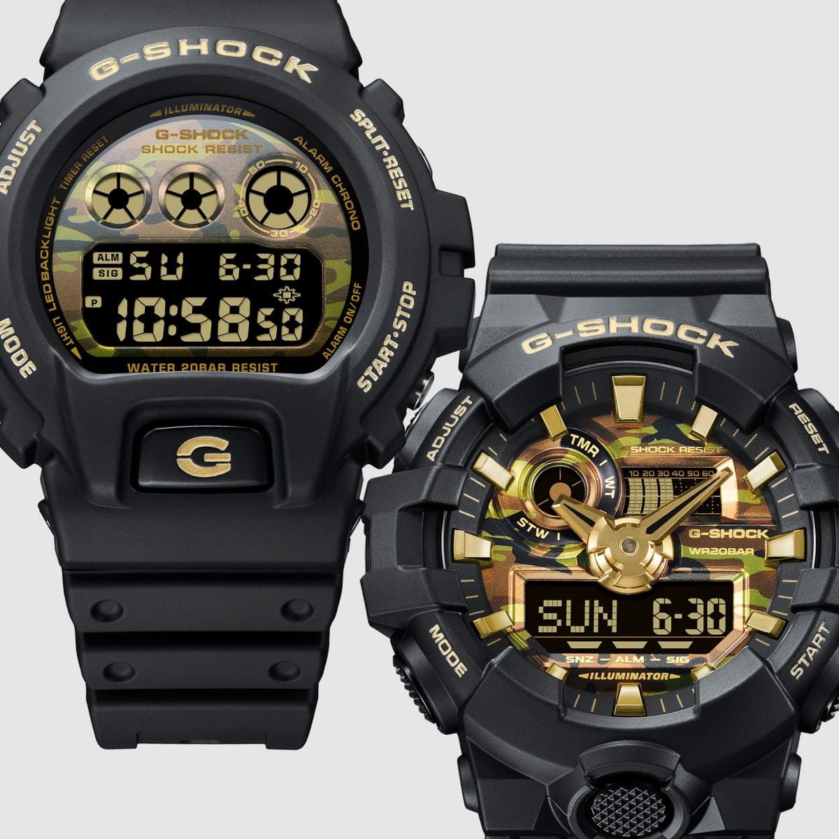 Casio G Shock Digital Watch DW6900CF-1 Black - Gold - Camo