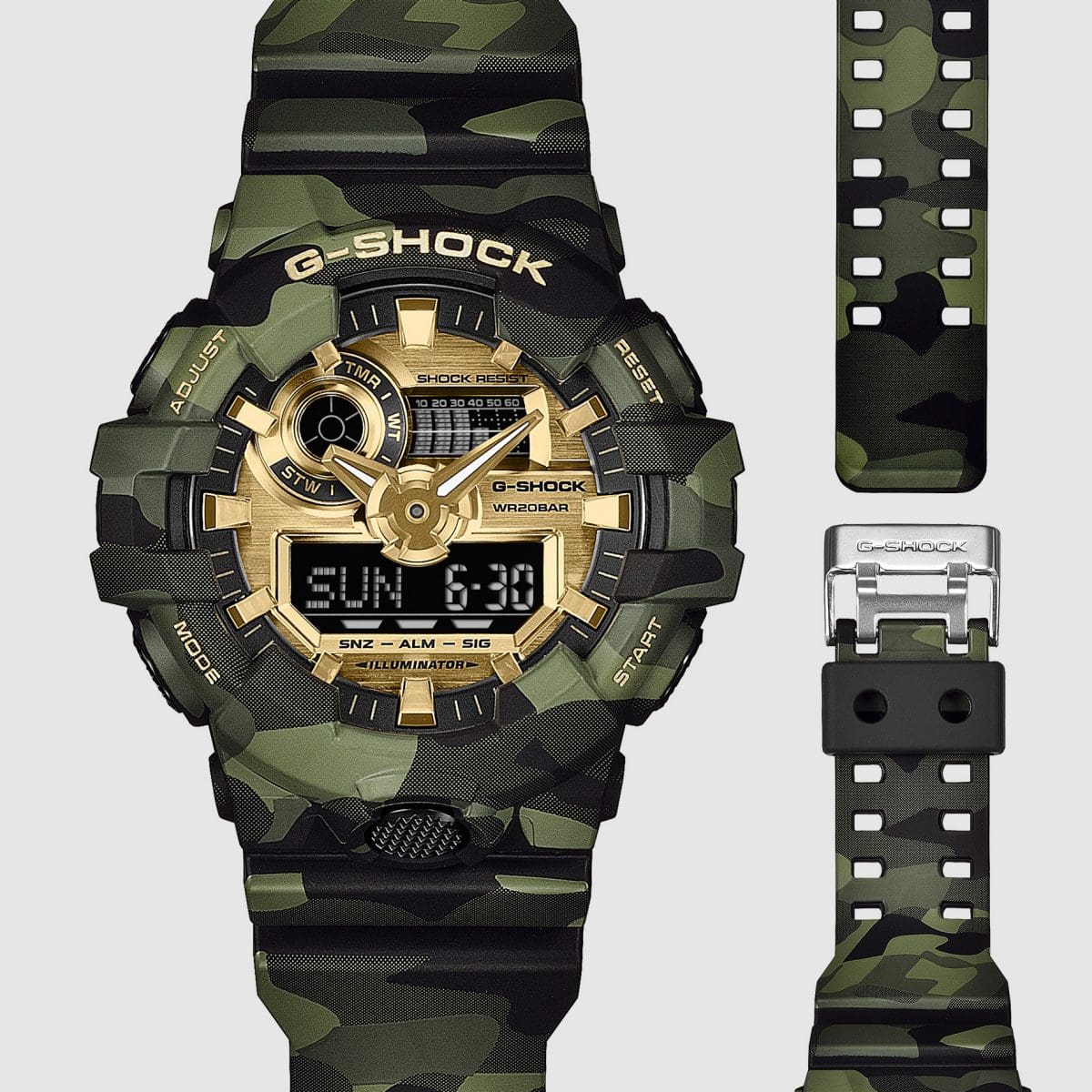 Casio G-Shock Analog-Digital Watch GA700CMG-3A Camo - Gold