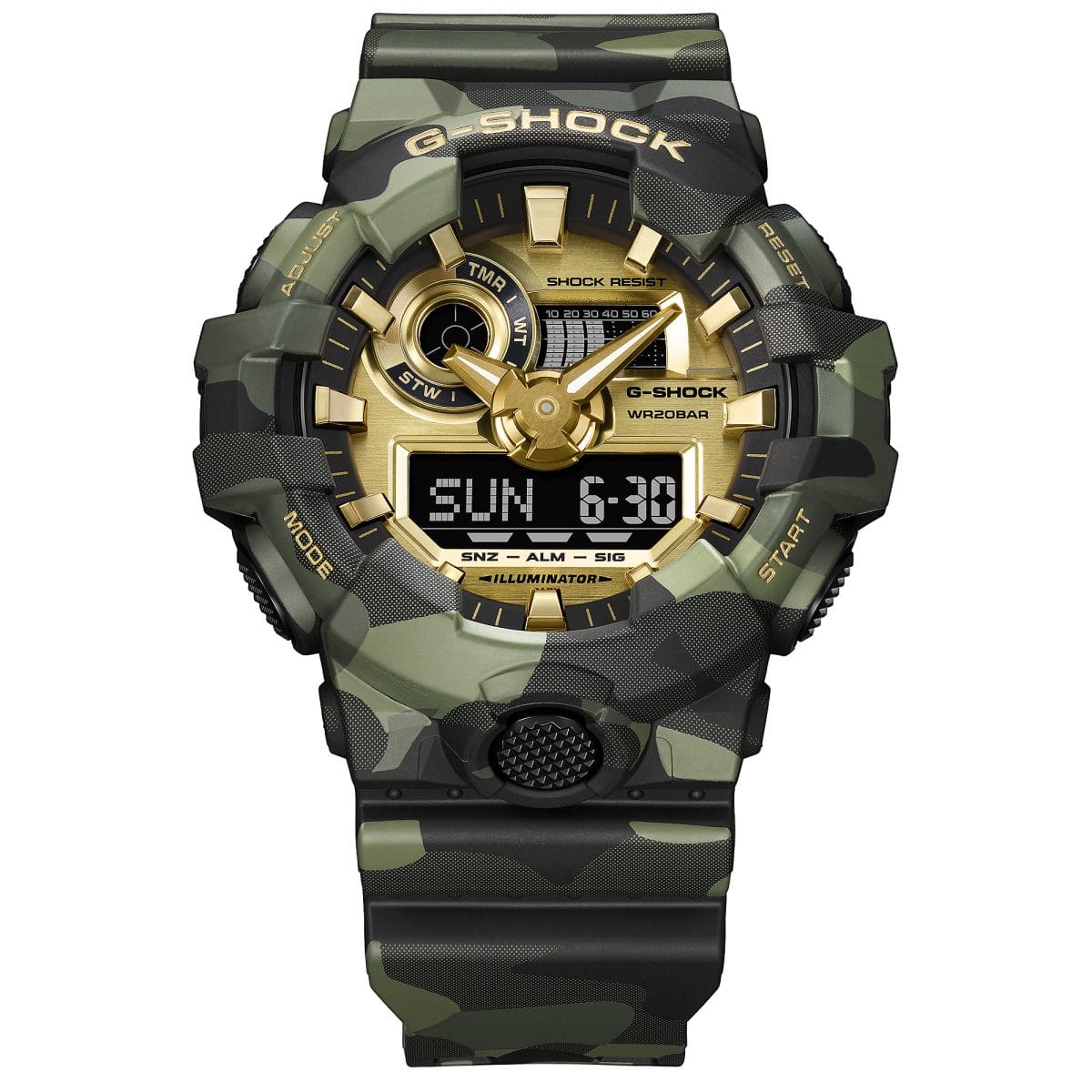 Casio G-Shock Analog-Digital Watch GA700CMG-3A Camo - Gold